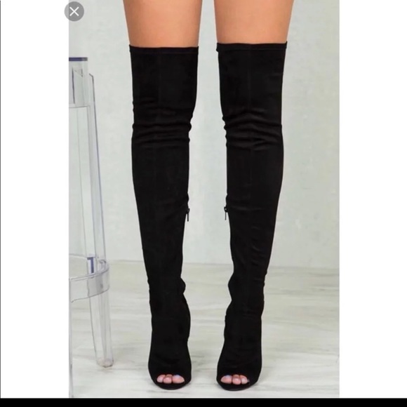 open toe knee high boots outfits
